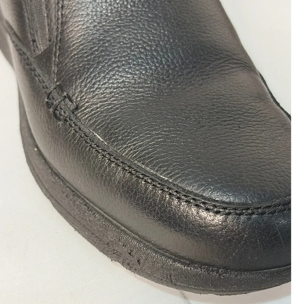 Nunn Bush Mens 8.5W Black Leather Slip On Comfort Gel Memory Foam Loafers